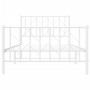 Estructura cama metal cabecero y estribo blanca 100x190 cm de , Camas y somieres - Ref: Foro24-374498, Precio: 71,33 €, Descu...