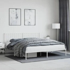 Metallbettgestell mit weißem Kopfteil 183x213 cm von , Betten und Lattenroste - Ref: Foro24-374491, Preis: 93,00 €, Rabatt: %