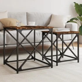 Mesas de centro apilables 2 pzas madera ingeniería roble humo by , Coffee table - Ref: Foro24-838945, Price: 42,89 €, Discoun...