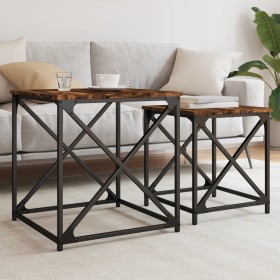 Mesas de centro apilables 2 pzas madera ingeniería roble humo de , Mesas de centro - Ref: Foro24-838945, Precio: 43,31 €, Des...