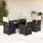 Set de comedor de jardín 7 pzas y cojines ratán sintético negro en Conjuntos de jardín | Comprar online en Foru.es