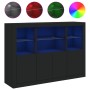 Aparadores con luces LED 3 piezas madera de ingeniería negro de , Aparadores - Ref: Foro24-3209108, Precio: 209,50 €, Descuen...