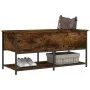 Banco almacenaje madera ingeniería roble ahumado 100x42,5x47 cm by , Benches for halls and storage - Ref: Foro24-839025, Pric...