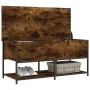 Banco almacenaje madera ingeniería roble ahumado 100x42,5x47 cm by , Benches for halls and storage - Ref: Foro24-839025, Pric...