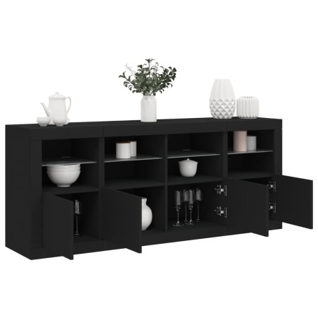 Aparador con luces LED negro 163x37x67 cm de , Aparadores - Ref: Foro24-3209073, Precio: 218,88 €, Descuento: %