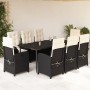 Set de comedor de jardín 9 pzas y cojines ratán sintético negro en Conjuntos de jardín | Comprar online en Foru.es