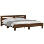 Cama con cabecero madera ingeniería marrón roble 200x200 cm de , Camas y somieres - Ref: Foro24-3207398, Precio: 173,84 €, De...