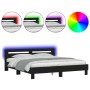 Estructura de cama con cabecero y luces LED negra 200x200 cm de , Camas y somieres - Ref: Foro24-3207519, Precio: 183,12 €, D...