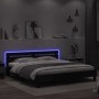 Estructura de cama con cabecero y luces LED negra 200x200 cm de , Camas y somieres - Ref: Foro24-3207519, Precio: 183,12 €, D...