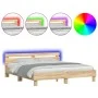 Estructura de cama cabecero y luces LED roble Sonoma 180x200 cm de , Camas y somieres - Ref: Foro24-3207527, Precio: 155,90 €...