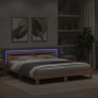 Estructura de cama cabecero y luces LED roble Sonoma 180x200 cm de , Camas y somieres - Ref: Foro24-3207527, Precio: 158,11 €...
