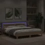 Estructura de cama cabecero y luces LED roble Sonoma 180x200 cm de , Camas y somieres - Ref: Foro24-3207527, Precio: 155,90 €...