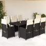 Set de comedor de jardín 9 pzas y cojines ratán sintético negro en Conjuntos de jardín | Comprar online en Foru.es