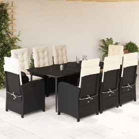 Set de comedor de jardín 9 pzas y cojines ratán sintético negro en Conjuntos de jardín | Comprar online en Foru.es