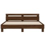 Estructura de cama cabecero y luces LED marrón roble 180x200 cm de , Camas y somieres - Ref: Foro24-3207531, Precio: 176,84 €...