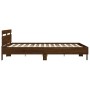 Estructura de cama cabecero y luces LED marrón roble 180x200 cm de , Camas y somieres - Ref: Foro24-3207531, Precio: 176,84 €...