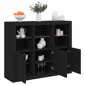 Aparadores con luces LED 3 piezas madera de ingeniería negro de , Aparadores - Ref: Foro24-3209101, Precio: 212,32 €, Descuen...