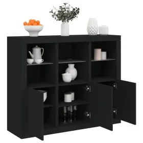 Aparadores con luces LED 3 piezas madera de ingeniería negro de , Aparadores - Ref: Foro24-3209101, Precio: 216,98 €, Descuen...