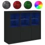 Aparadores con luces LED 3 piezas madera de ingeniería negro by , Sideboards - Ref: Foro24-3209101, Price: 216,98 €, Discount: %