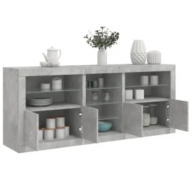 Aparador con luces LED gris hormigón 162x37x67 cm de , Aparadores - Ref: Foro24-3209033, Precio: 189,46 €, Descuento: %