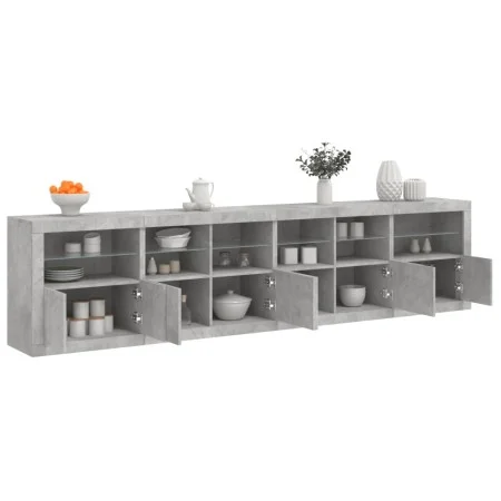 Aparador con luces LED gris hormigón 283x37x67 cm by , Sideboards - Ref: Foro24-3209019, Price: 266,73 €, Discount: %