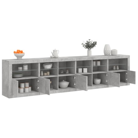 Aparador con luces LED gris hormigón 283x37x67 cm de , Aparadores - Ref: Foro24-3209019, Precio: 276,62 €, Descuento: %
