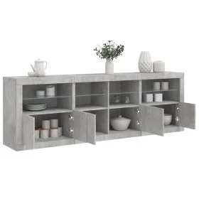 Aparador con luces LED gris hormigón 202x37x67 cm de , Aparadores - Ref: Foro24-3209012, Precio: 202,23 €, Descuento: %