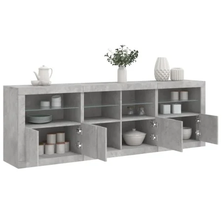 Aparador con luces LED gris hormigón 202x37x67 cm de , Aparadores - Ref: Foro24-3209012, Precio: 202,23 €, Descuento: %