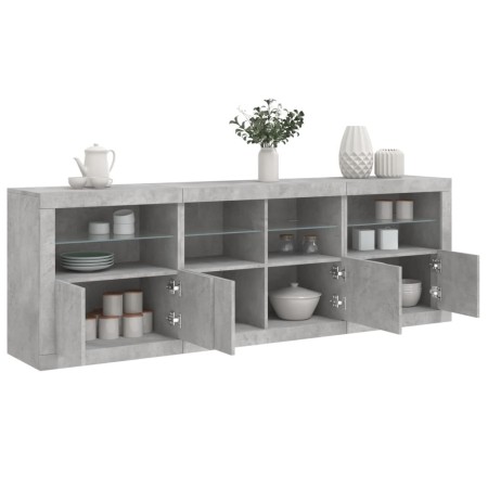 Aparador con luces LED gris hormigón 202x37x67 cm de , Aparadores - Ref: Foro24-3209012, Precio: 209,26 €, Descuento: %