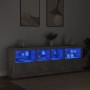 Aparador con luces LED gris hormigón 202x37x67 cm de , Aparadores - Ref: Foro24-3209012, Precio: 209,26 €, Descuento: %