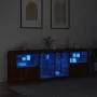 Aparador con luces LED roble marrón 202x37x67 cm de , Aparadores - Ref: Foro24-3209050, Precio: 228,57 €, Descuento: %