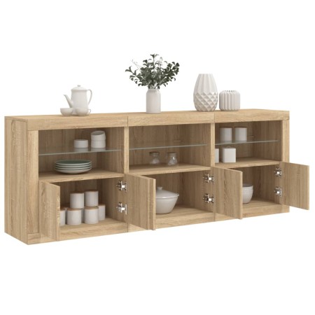 Aparador con luces LED roble Sonoma 181,5x37x67 cm de , Aparadores - Ref: Foro24-3209004, Precio: 202,40 €, Descuento: %