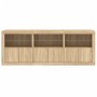 Aparador con luces LED roble Sonoma 181,5x37x67 cm de , Aparadores - Ref: Foro24-3209004, Precio: 202,40 €, Descuento: %
