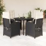 Set de muebles jardín 5 pzas con cojines ratán sintético negro en Conjuntos de jardín | Comprar online en Foru.es