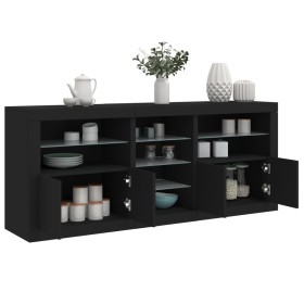 Aparador con luces LED negro 181,5x37x67 cm de , Aparadores - Ref: Foro24-3209038, Precio: 228,13 €, Descuento: %