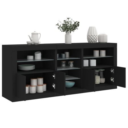 Aparador con luces LED negro 181,5x37x67 cm de , Aparadores - Ref: Foro24-3209038, Precio: 228,13 €, Descuento: %