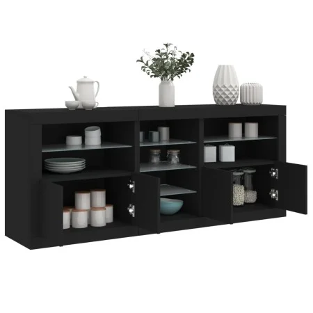 Aparador con luces LED negro 181,5x37x67 cm de , Aparadores - Ref: Foro24-3209038, Precio: 220,49 €, Descuento: %