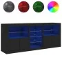 Aparador con luces LED negro 181,5x37x67 cm de , Aparadores - Ref: Foro24-3209038, Precio: 220,49 €, Descuento: %