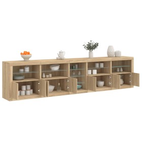 Aparador con luces LED roble Sonoma 283x37x67 cm de , Aparadores - Ref: Foro24-3209025, Precio: 324,97 €, Descuento: %