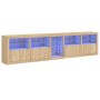 Aparador con luces LED roble Sonoma 283x37x67 cm de , Aparadores - Ref: Foro24-3209025, Precio: 324,97 €, Descuento: %