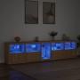 Aparador con luces LED roble Sonoma 283x37x67 cm de , Aparadores - Ref: Foro24-3209025, Precio: 324,97 €, Descuento: %