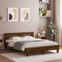 Estructura de cama cabecero y luces LED marrón roble 140x200 cm de , Camas y somieres - Ref: Foro24-3207552, Precio: 164,54 €...