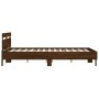 Estructura de cama cabecero y luces LED marrón roble 140x200 cm de , Camas y somieres - Ref: Foro24-3207552, Precio: 164,54 €...