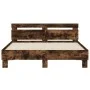 Estructura de cama cabecero y luces LED roble ahumado 140x200cm de , Camas y somieres - Ref: Foro24-3207550, Precio: 150,90 €...