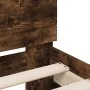 Estructura de cama cabecero y luces LED roble ahumado 140x200cm de , Camas y somieres - Ref: Foro24-3207550, Precio: 150,90 €...