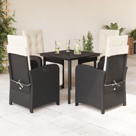 Set de muebles jardín 5 pzas con cojines ratán sintético negro en Conjuntos de jardín | Comprar online en Foru.es