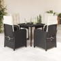 Set de muebles jardín 5 pzas con cojines ratán sintético negro en Conjuntos de jardín | Comprar online en Foru.es