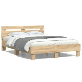 Cama con cabecero madera de ingeniería roble Sonoma 120x200 cm de , Camas y somieres - Ref: Foro24-3207429, Precio: 140,42 €,...