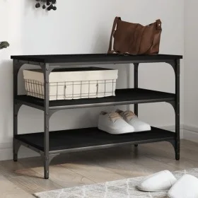 Schwarze Schuhbank aus Holzwerkstoff 70x38,5x49 cm. von , Bänke für Hallen und Lager - Ref: Foro24-839038, Preis: 48,61 €, Ra...