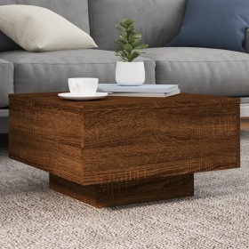 Mesa de centro con luces LED roble marrón 55x55x31 cm de , Mesas de centro - Ref: Foro24-836580, Precio: 50,00 €, Descuento: %